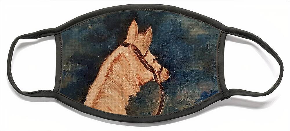 Palomino Face Mask featuring the painting Honey Palomino Horse 28 by Cheryl Nancy Ann Gordon
