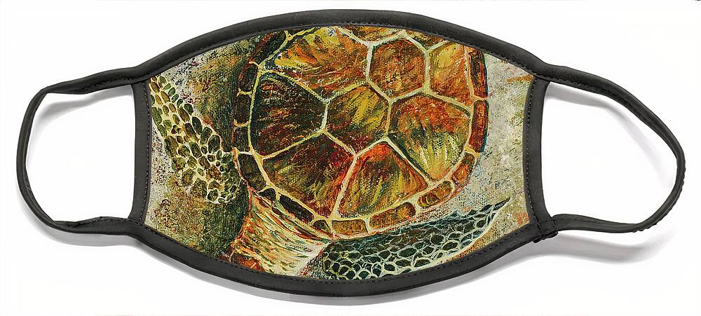 Green Sea Turtle Face Mask featuring the painting Honu On The Beach by Darice Machel McGuire