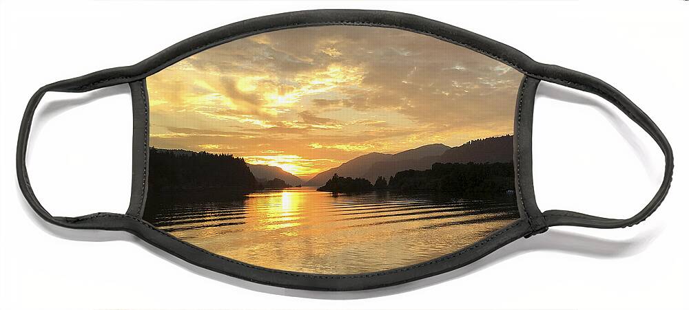 Hood River Face Mask featuring the photograph Hood River Golden Sunset by Charlene Mitchell