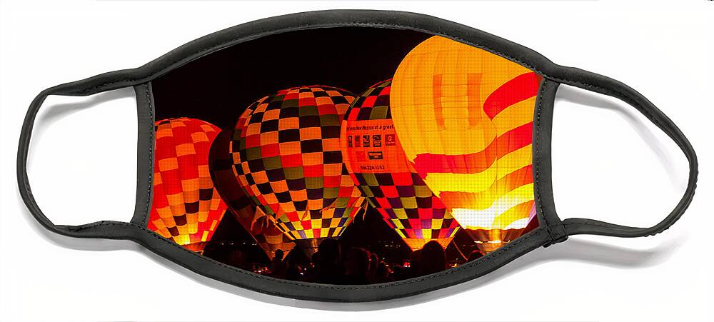 Hot Air Balloons Face Mask featuring the photograph Hot air balloons night glow2 by Charles McCleanon
