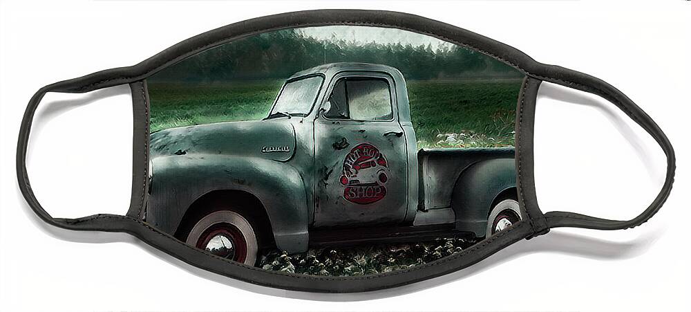 1950 Face Mask featuring the photograph Hot Rod Chevrolet Pickup Truck in the Green by Debra and Dave Vanderlaan