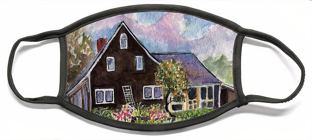  Face Mask featuring the painting House Portrait 2 by Cori Caputo