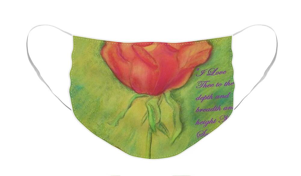 Rose Face Mask featuring the drawing How Do I Love Thee? by Denise F Fulmer