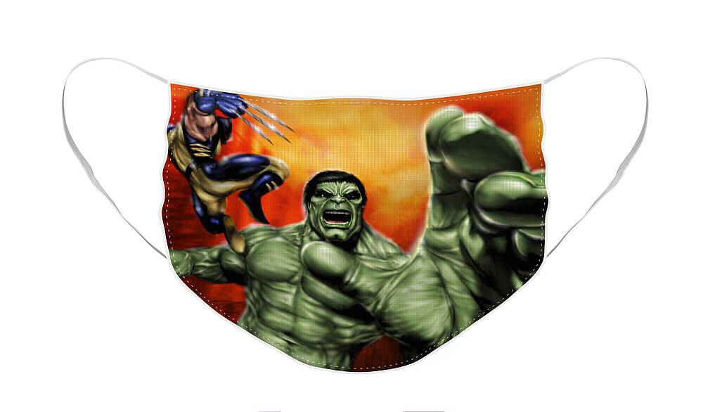 Hulk Face Mask featuring the painting Hulk by Pete Tapang