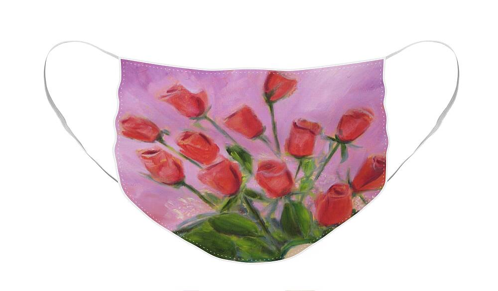Art Face Mask featuring the painting Hull Roses by Karen Francis