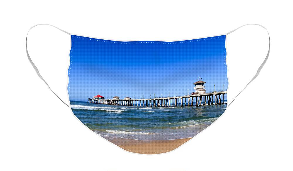 America Face Mask featuring the photograph Huntington Beach Pier in Orange County California by Paul Velgos