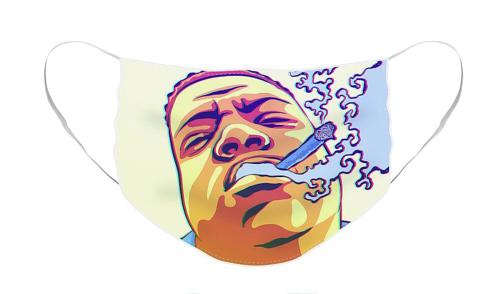 Notorious Big Face Mask featuring the drawing Hypnotized by Miggs The Artist