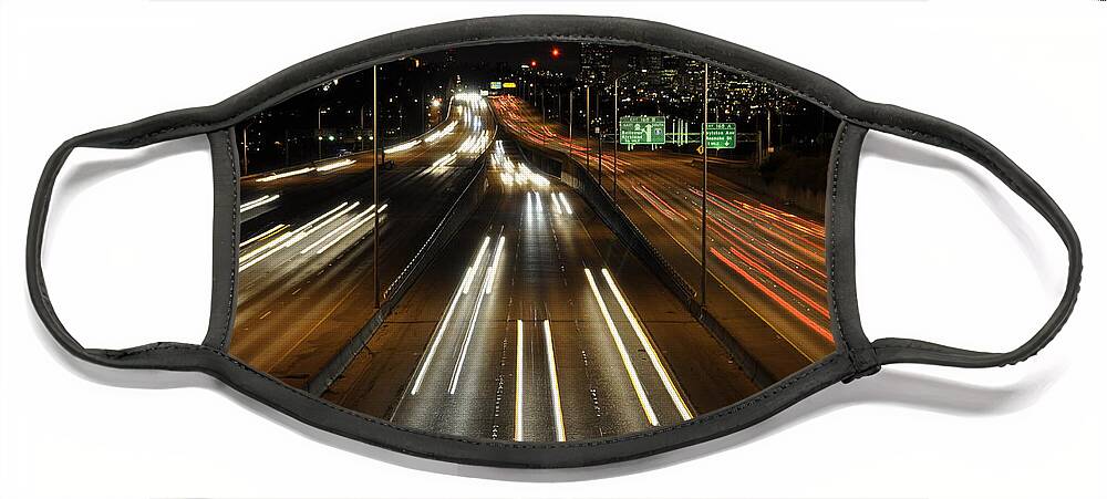 Night Face Mask featuring the photograph I-5 at Night by Pelo Blanco Photo