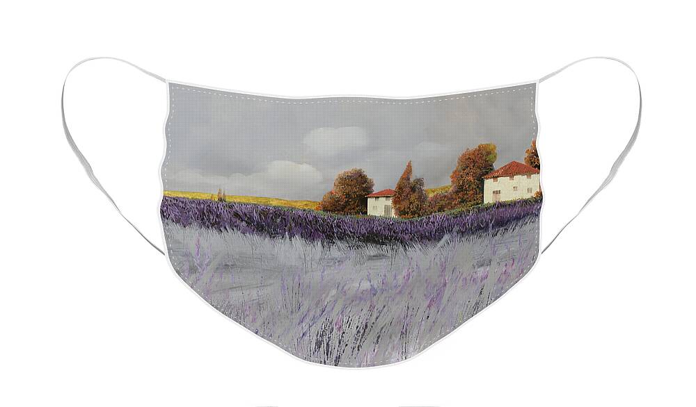 Lavender Face Mask featuring the painting I Campi Di Lavanda by Guido Borelli