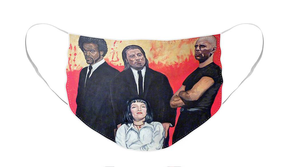 Pulp Fiction Face Mask featuring the painting I Don't Smile for Pictures by Tom Roderick
