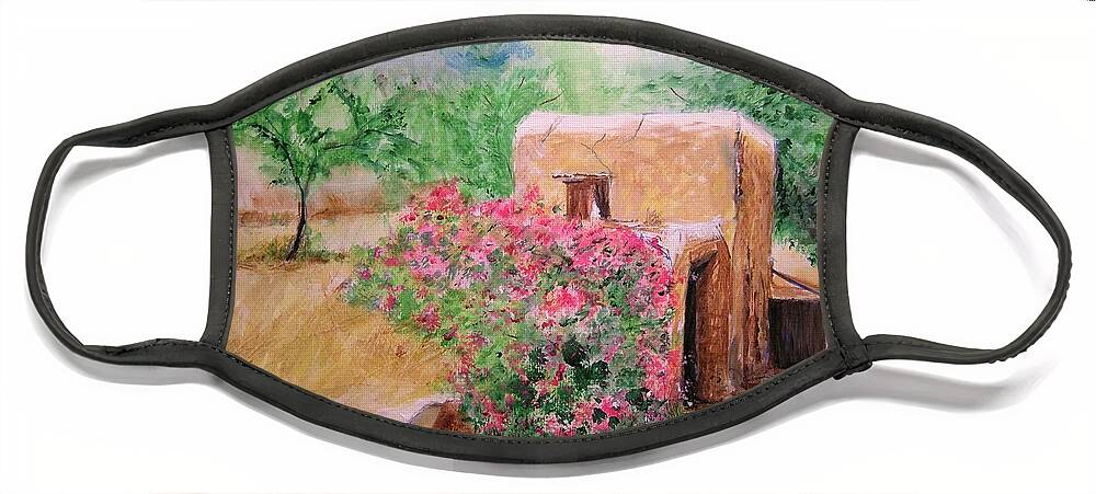 Rustic Face Mask featuring the painting IBIZA RUSTICA Balearics Spain by Lizzy Forrester