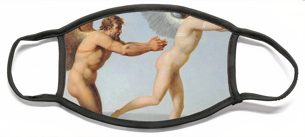 Charles Paul Landon Face Mask featuring the painting Icarus and Daedalus by Charles Paul Landon
