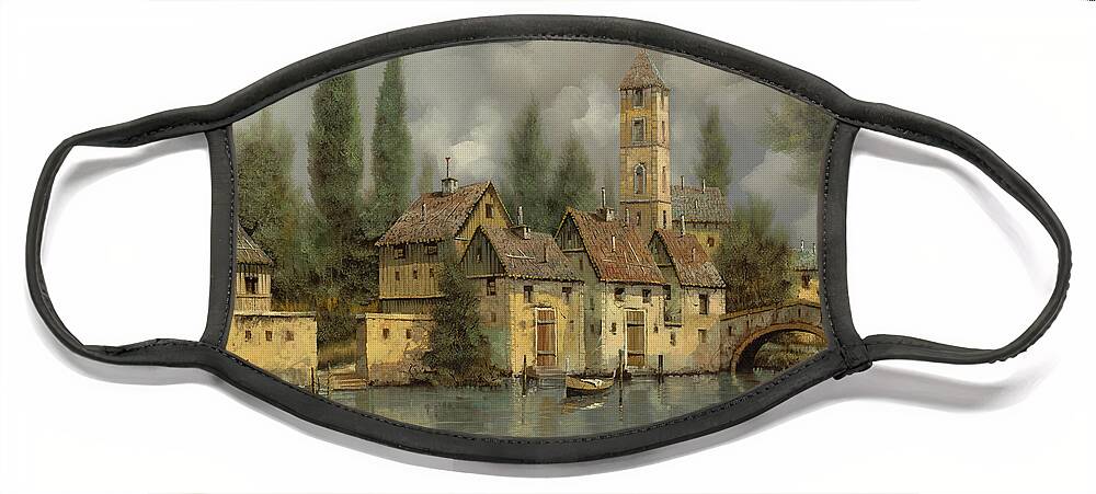 River Face Mask featuring the painting Il Borgo Sul Fiume by Guido Borelli