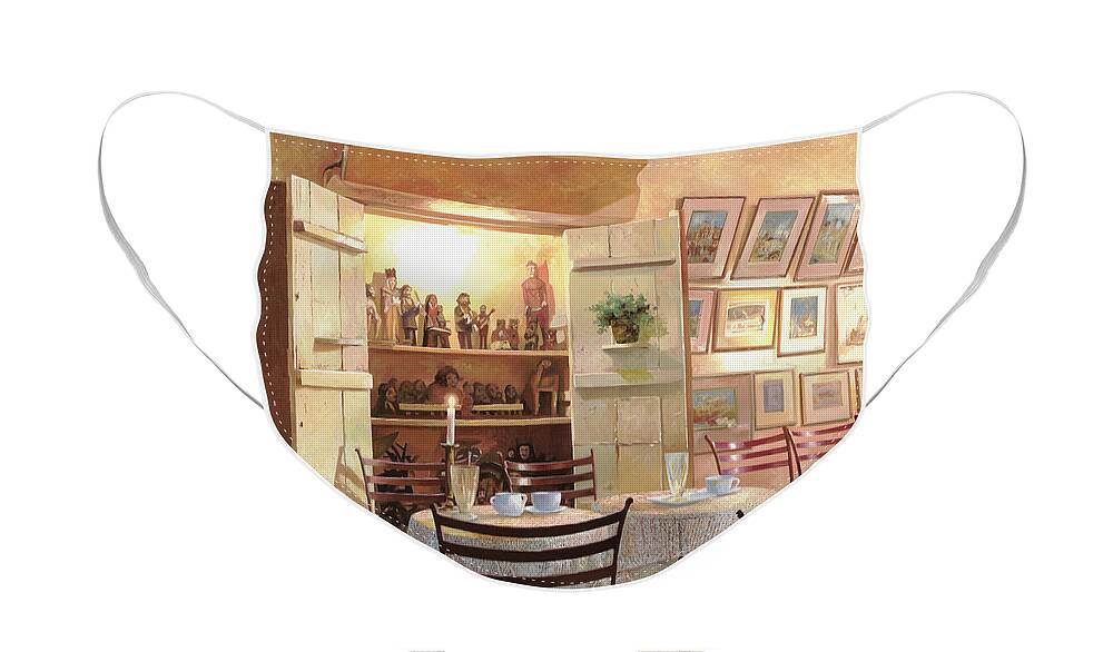 Cafe Face Mask featuring the painting Il Caffe Dell'armadio by Guido Borelli