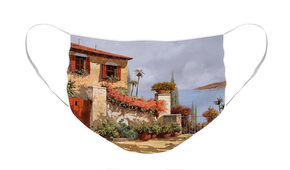 Red House Face Mask featuring the painting Il Giardino Rosso by Guido Borelli