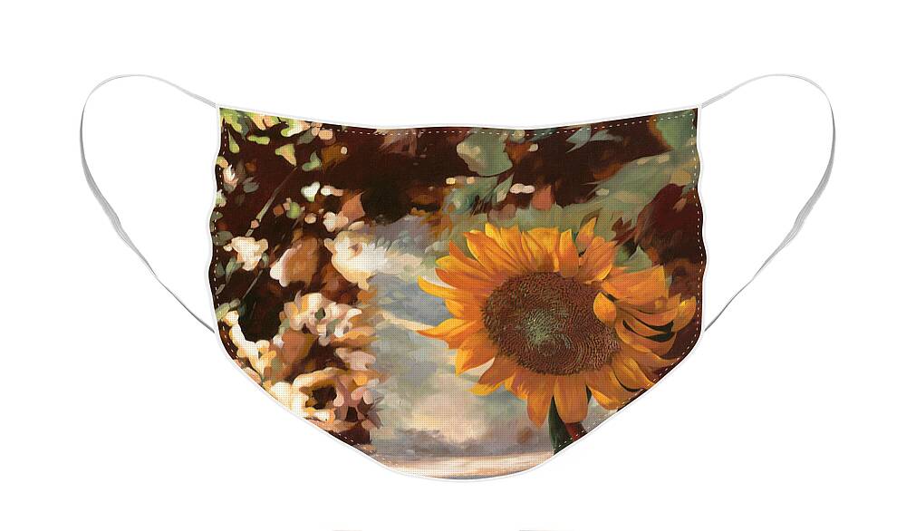 Sunflower.sunflowers Field Face Mask featuring the painting Un Bel Girasole by Guido Borelli