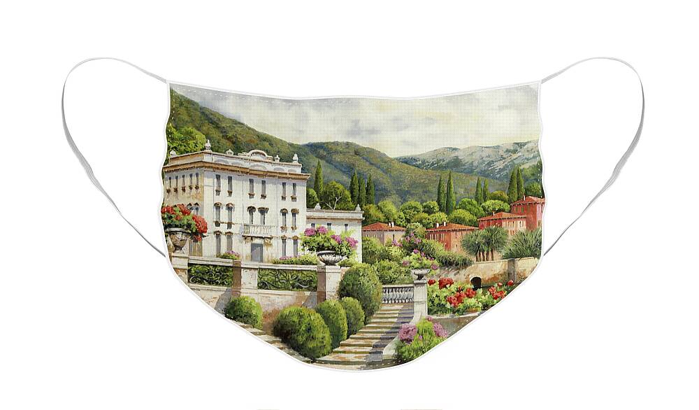 Palace Face Mask featuring the painting Il Palazzo Sul Lago by Guido Borelli