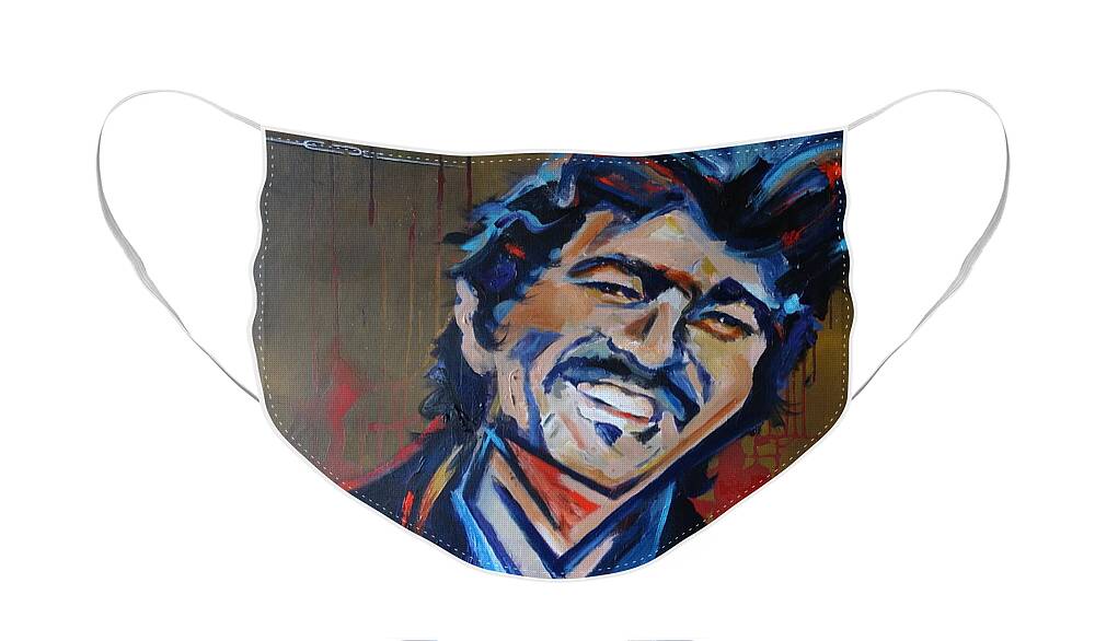 John Prine Face Mask featuring the painting Illegal Smile by Eric Dee