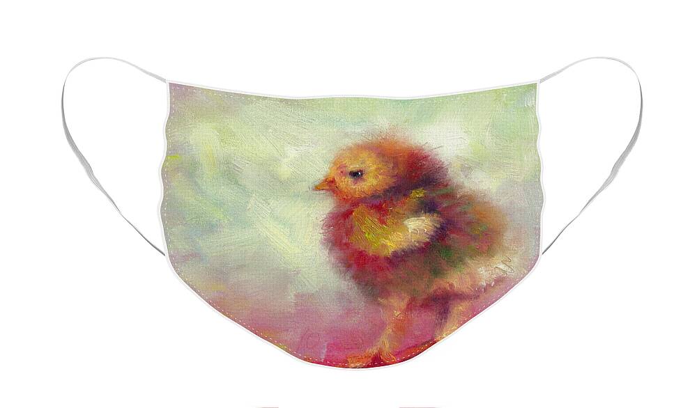 Impressionist Face Mask featuring the painting Impressionist Chick by Talya Johnson