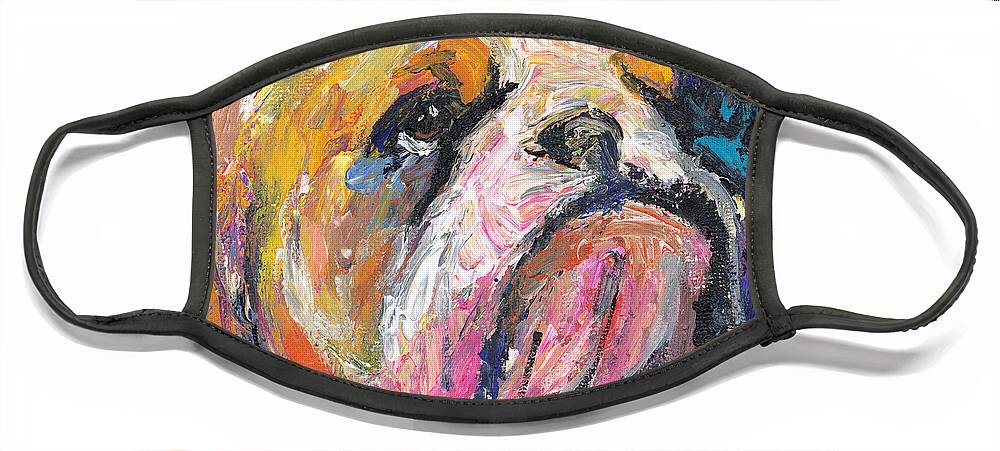 Bulldog Painting Face Mask featuring the painting Impressionistic Bulldog painting by Svetlana Novikova