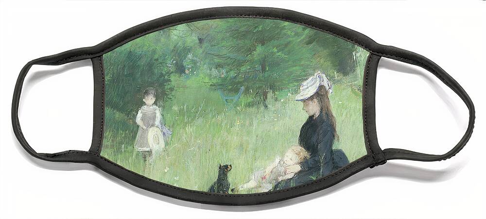 Park Face Mask featuring the painting In a Park by Berthe Morisot by Berthe Morisot