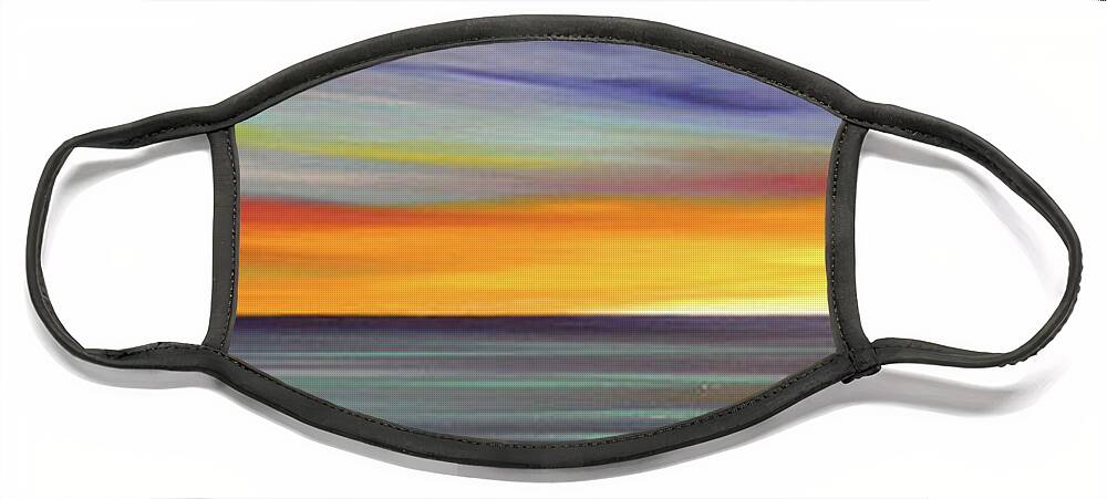 Sunset Face Mask featuring the painting In the Moment Panoramic Sunset by Gina De Gorna