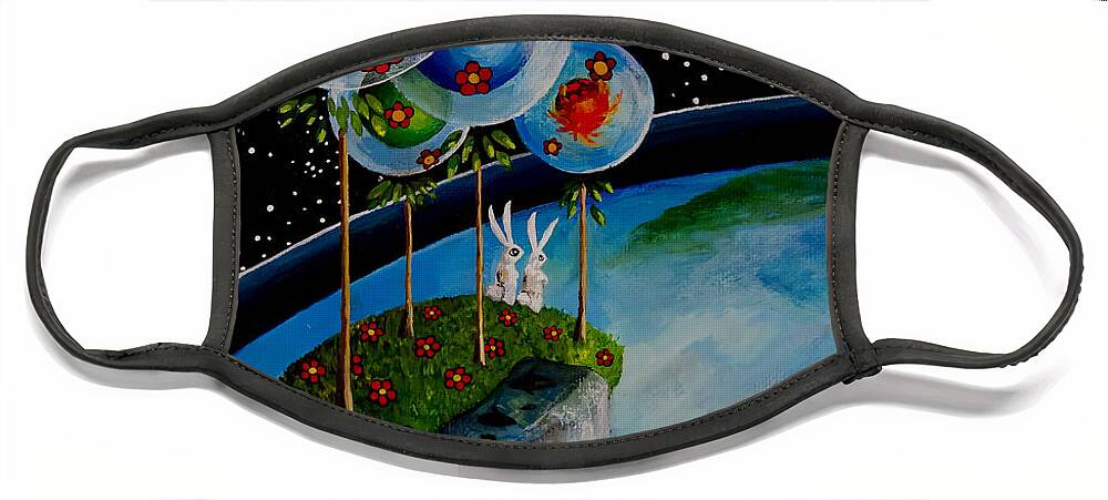Space Face Mask featuring the painting In The Sky There is No East or West by Mindy Huntress