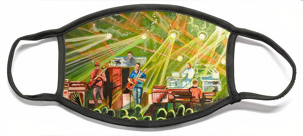 Umphrey's Mcgee Face Mask featuring the painting In with the Um Crowd by Patricia Arroyo