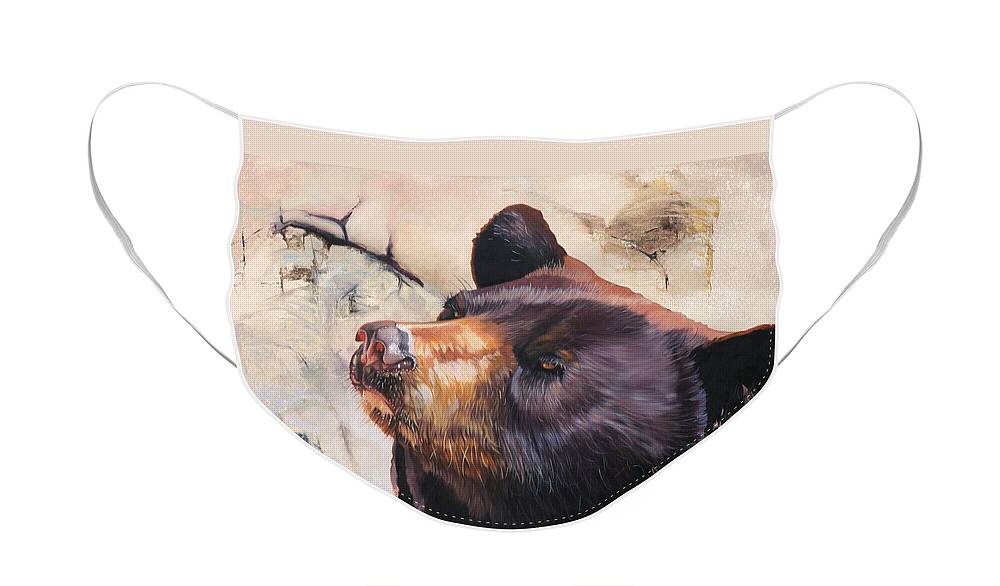 Bear Face Mask featuring the painting In your eyes by J W Baker