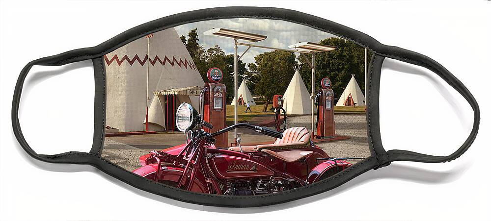 Indian Motorcycle Face Mask featuring the photograph Indian 4 Motorcycle with sidecar by Mike McGlothlen