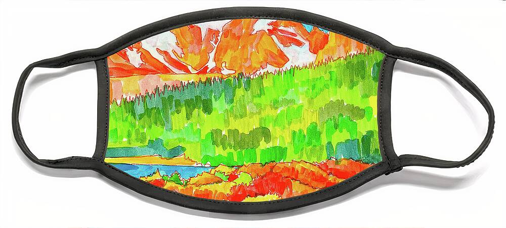Art Face Mask featuring the painting Indian Peaks Wilderness by Dan Miller