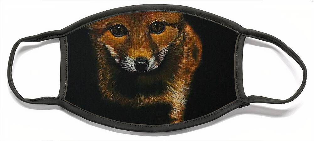 Fox Face Mask featuring the painting Into The Light......Fox Kit by Bob Williams