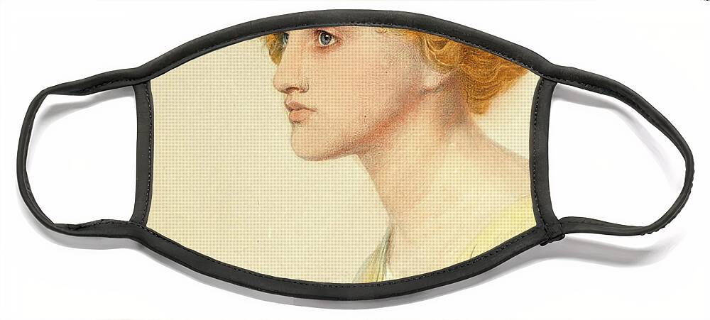 Frederick Sandys Face Mask featuring the drawing Iris by Frederick Sandys