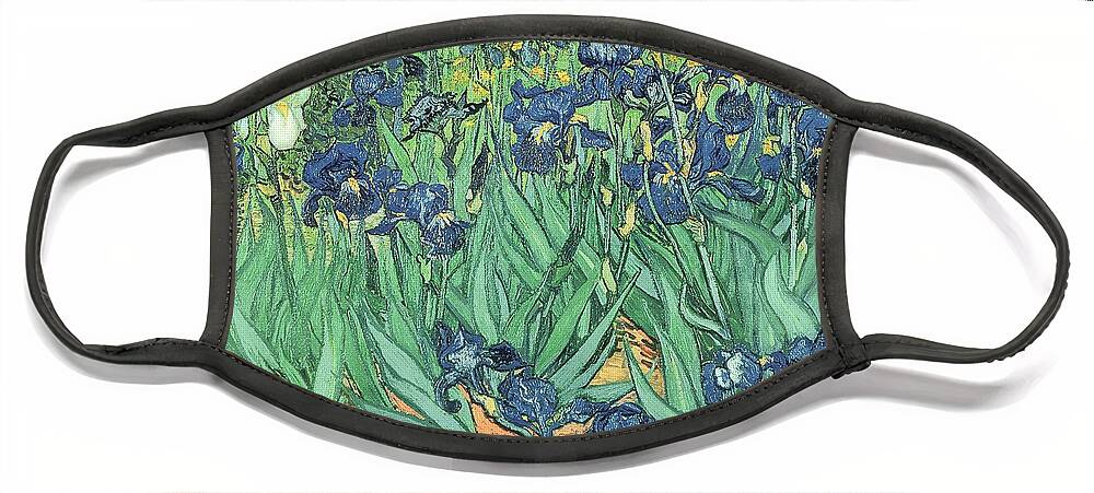 Irises Face Mask featuring the painting Irises by Vincent Van Gogh by Vincent Van Gogh