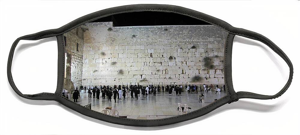 Israel Face Mask featuring the photograph ISRAEL Western Wall - Our Heritage Now and Forever by John Shiron