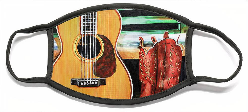 Guitars Face Mask featuring the painting It's a Mississippi Thing by Karl Wagner