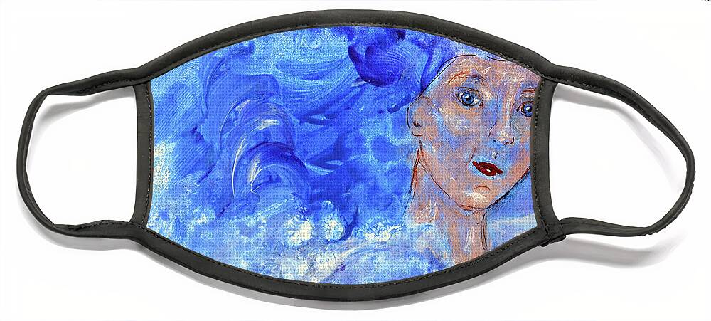 Woman Face Mask featuring the painting Jack Frost's Girl by Claire Bull