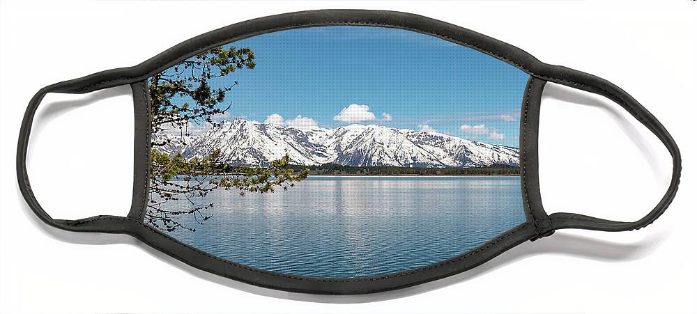 Jackson Lake Face Mask featuring the photograph Jackson Lake 1 by Pam Holdsworth