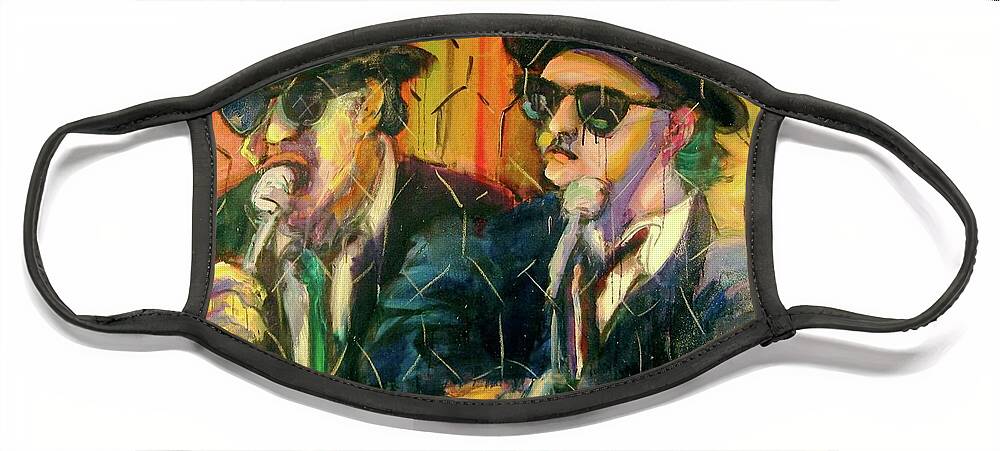 Portraits Face Mask featuring the painting Jake and Elwood by Les Leffingwell