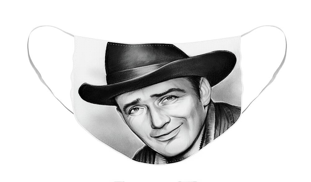 James Drury Face Mask featuring the drawing James Drury by Greg Joens
