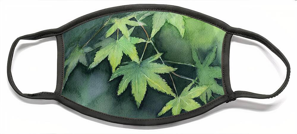 Maple Face Mask featuring the painting Japanese Maple by Olga Shvartsur