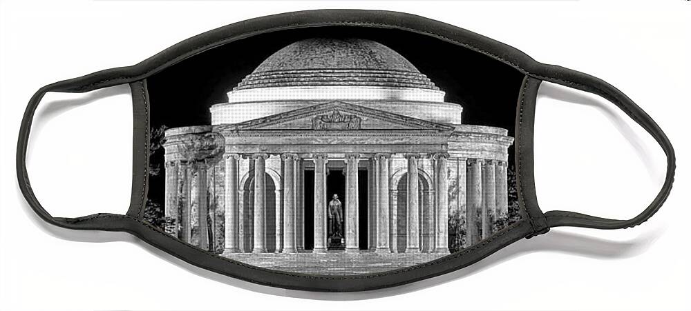 Jefferson Face Mask featuring the photograph Jefferson Memorial Lonely Night by Olivier Le Queinec