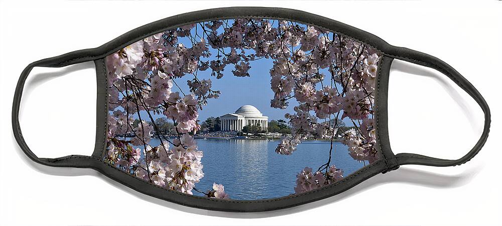 Washington D.c. Face Mask featuring the photograph Jefferson Memorial on the Tidal Basin DS051 by Gerry Gantt