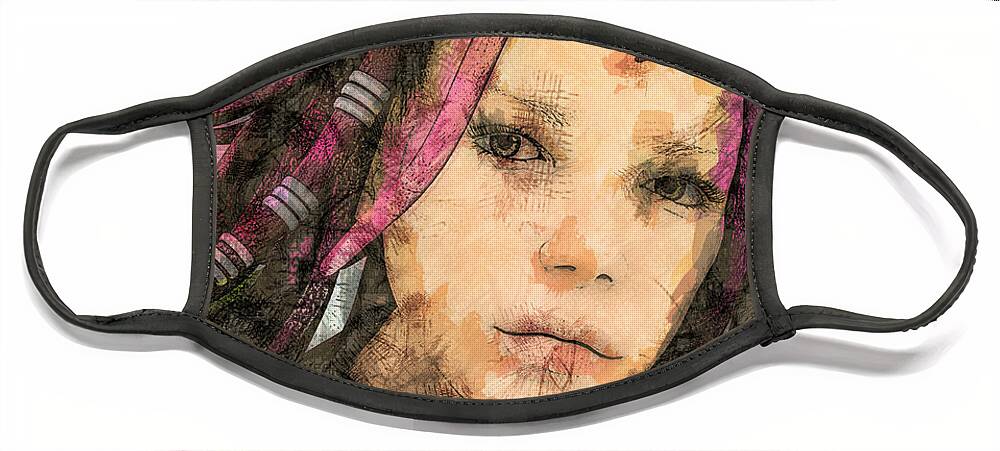 3d Face Mask featuring the digital art Jehanne by Jutta Maria Pusl