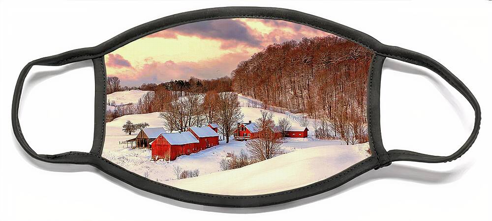 Red Barn Face Mask featuring the photograph Jenne Farm After the Storm by John Vose