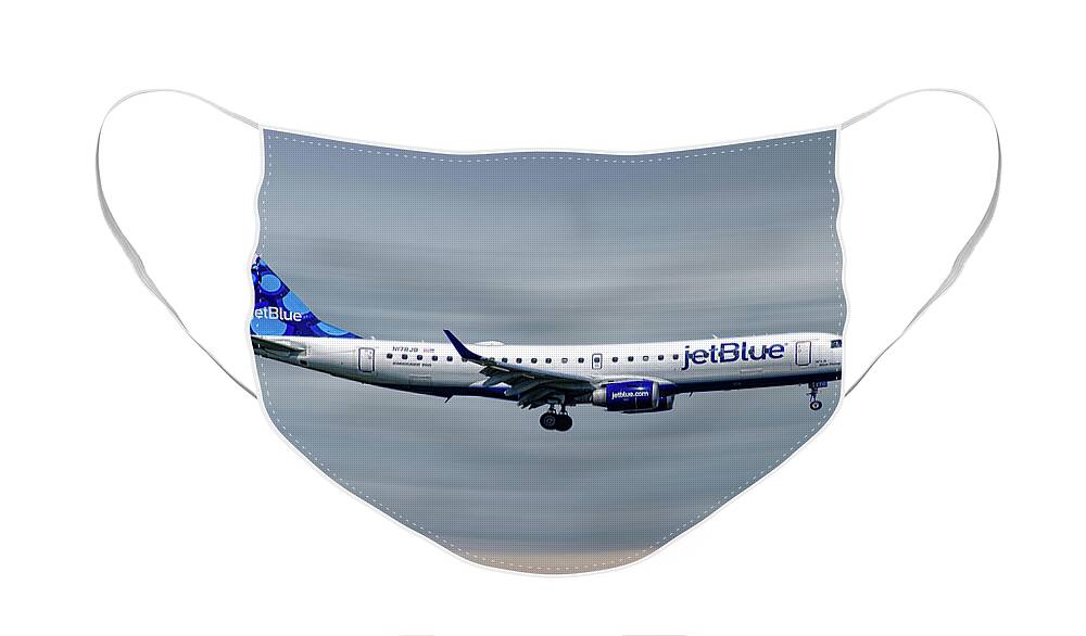 Jetblue Face Mask featuring the mixed media JetBlue Airways Embraer ERJ-190AR by Smart Aviation