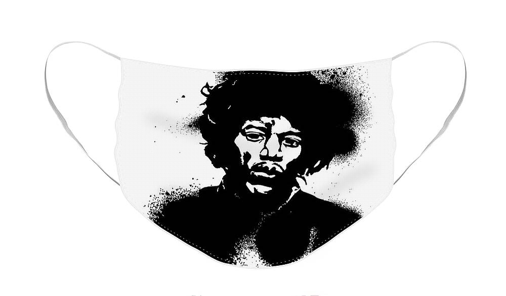 Jimi Poster Face Mask featuring the painting Jimi Hendrix Poster Print - Music Poster by Beautify My Walls