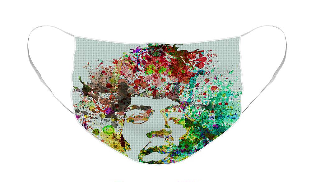 Jimmy Hendrix Face Mask featuring the painting Jimmy Hendrix watercolor by Naxart Studio