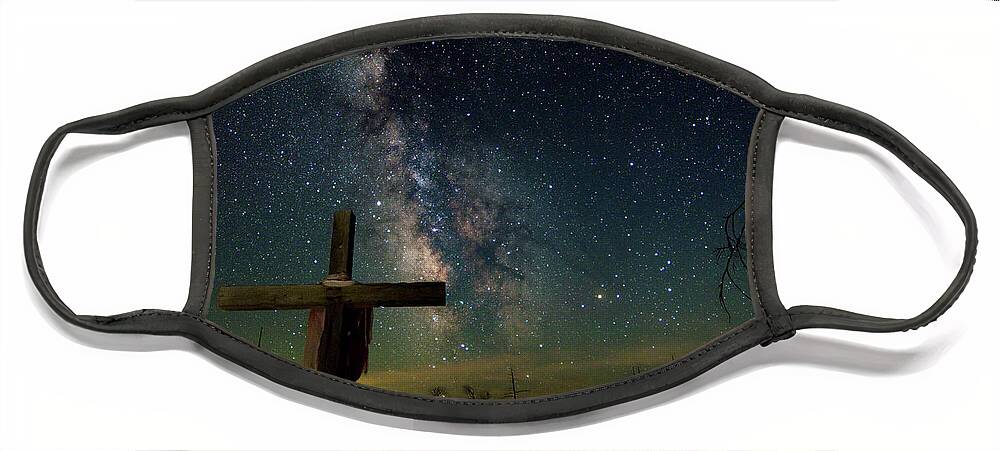 Milky Way Face Mask featuring the photograph John 6 38 by Randy Robbins