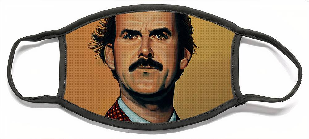 John Cleese Face Mask featuring the painting John Cleese by Paul Meijering